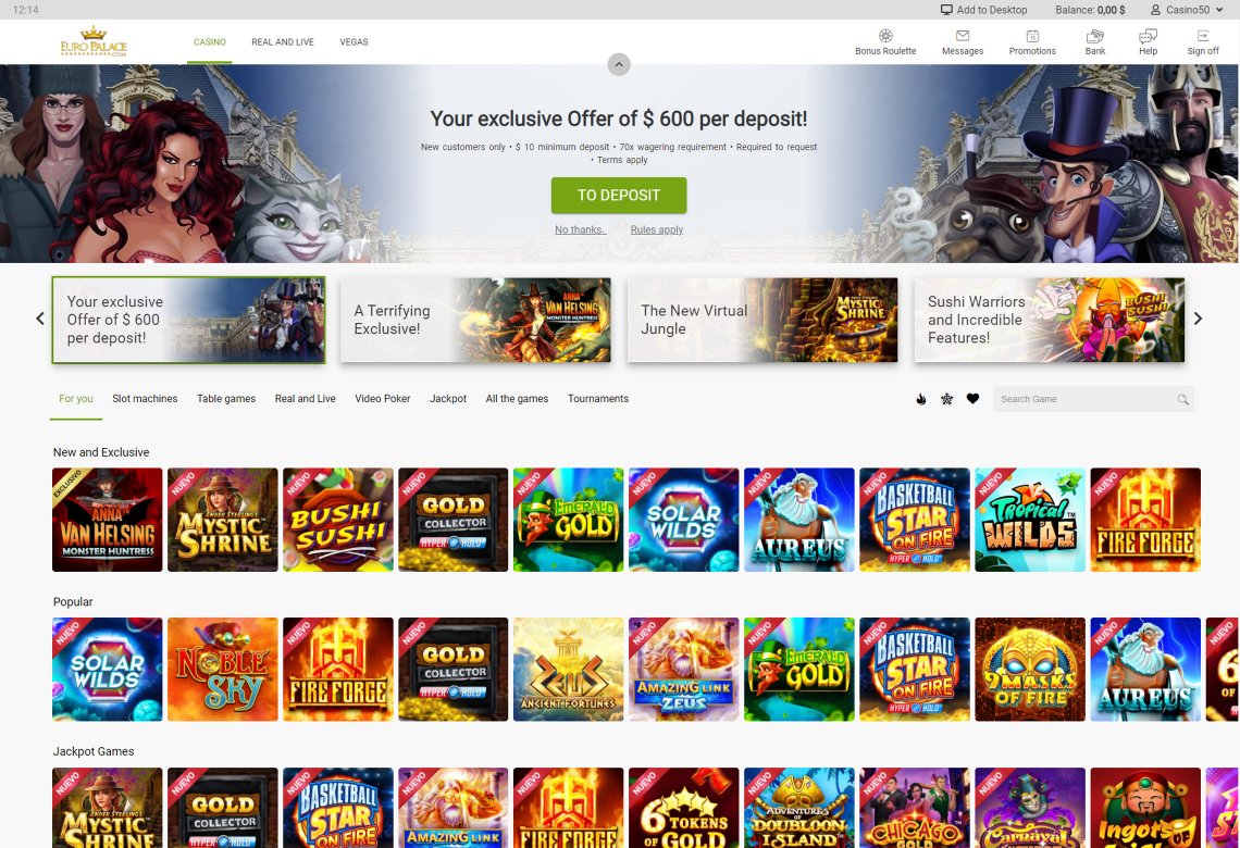 Europalace Homepage Desktop Device View