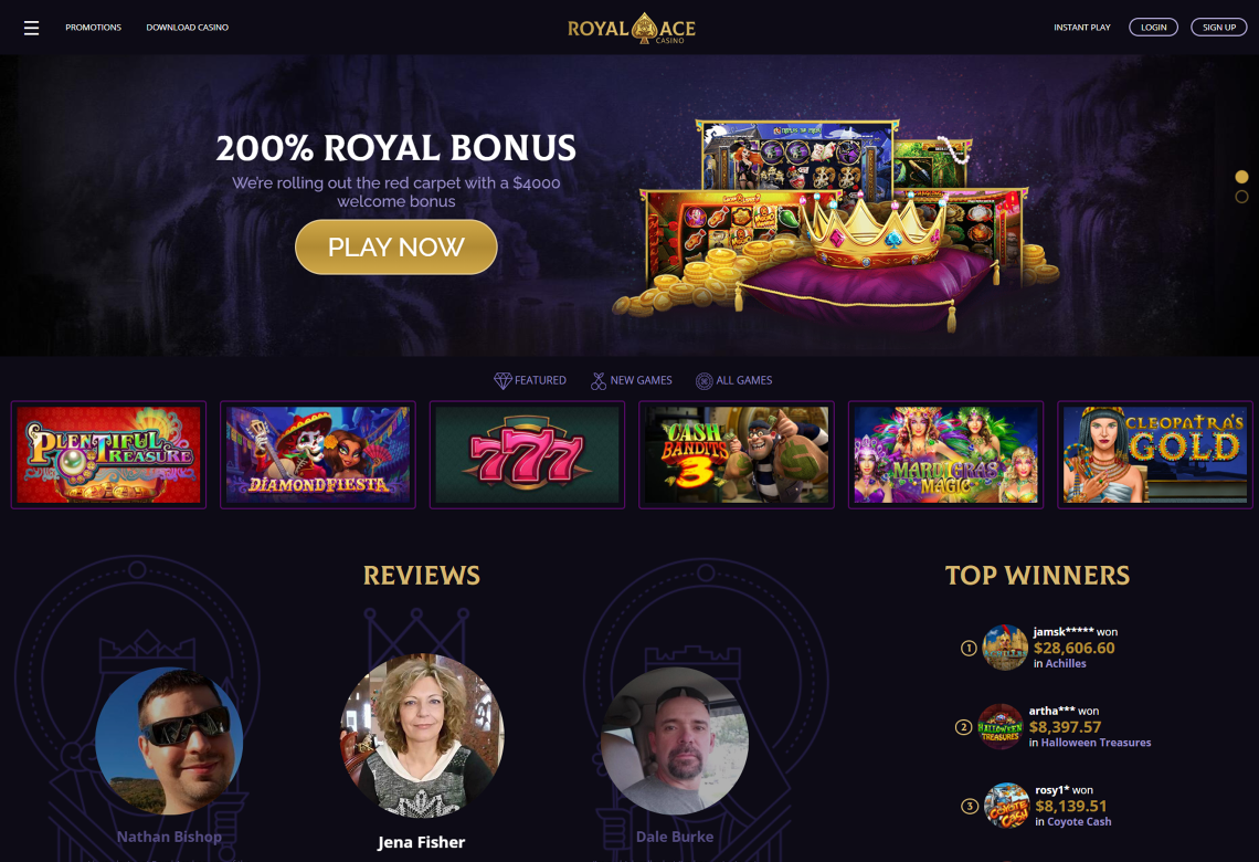RoyalAce Homepage Desktop Device View 