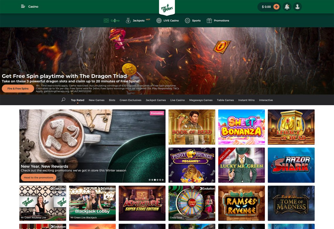 Mr.Green Homepage 2 Desktop Device View