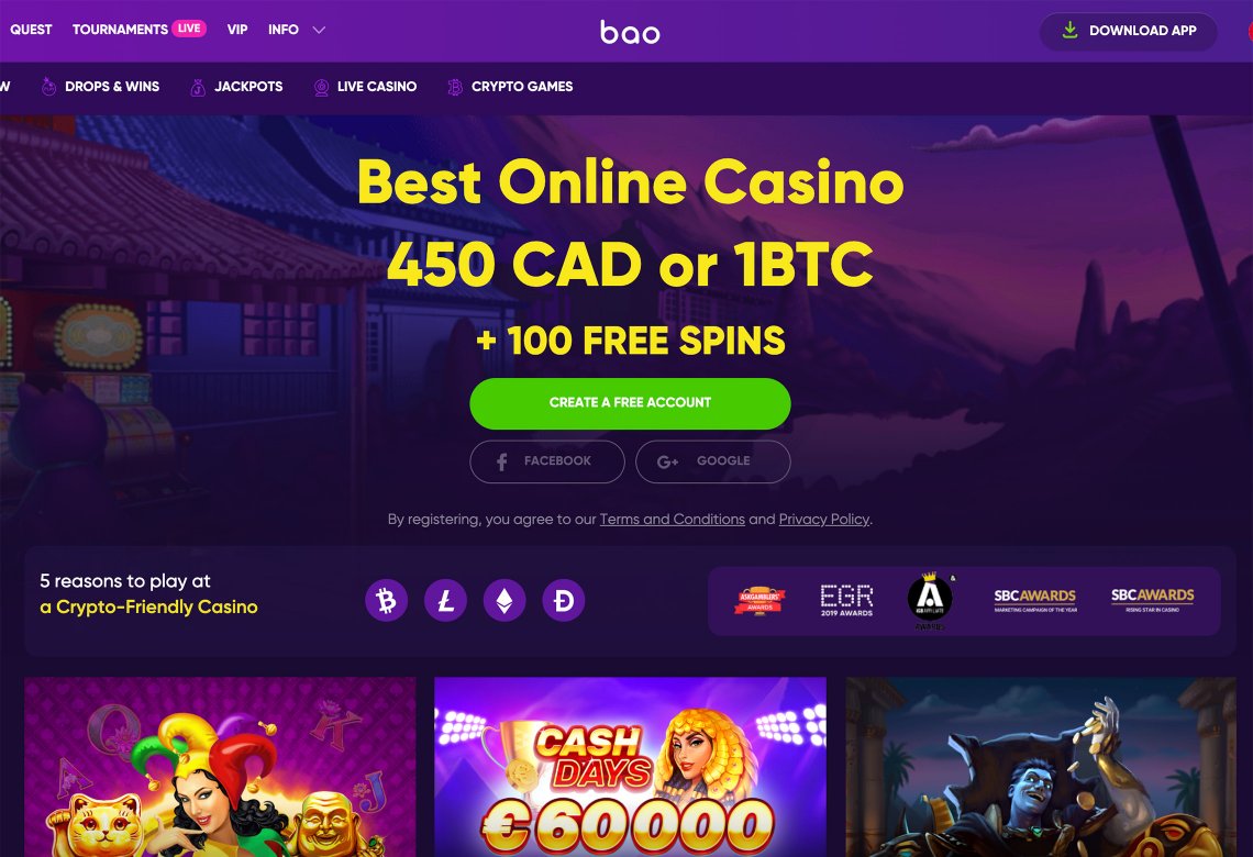 BaoCasino Homepage Desktop Device View