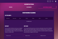 FrankFredCasino Responsible Gambling Settings Desktop Device View