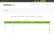 Lapalingo Responsible Gambling Settings Desktop Device View