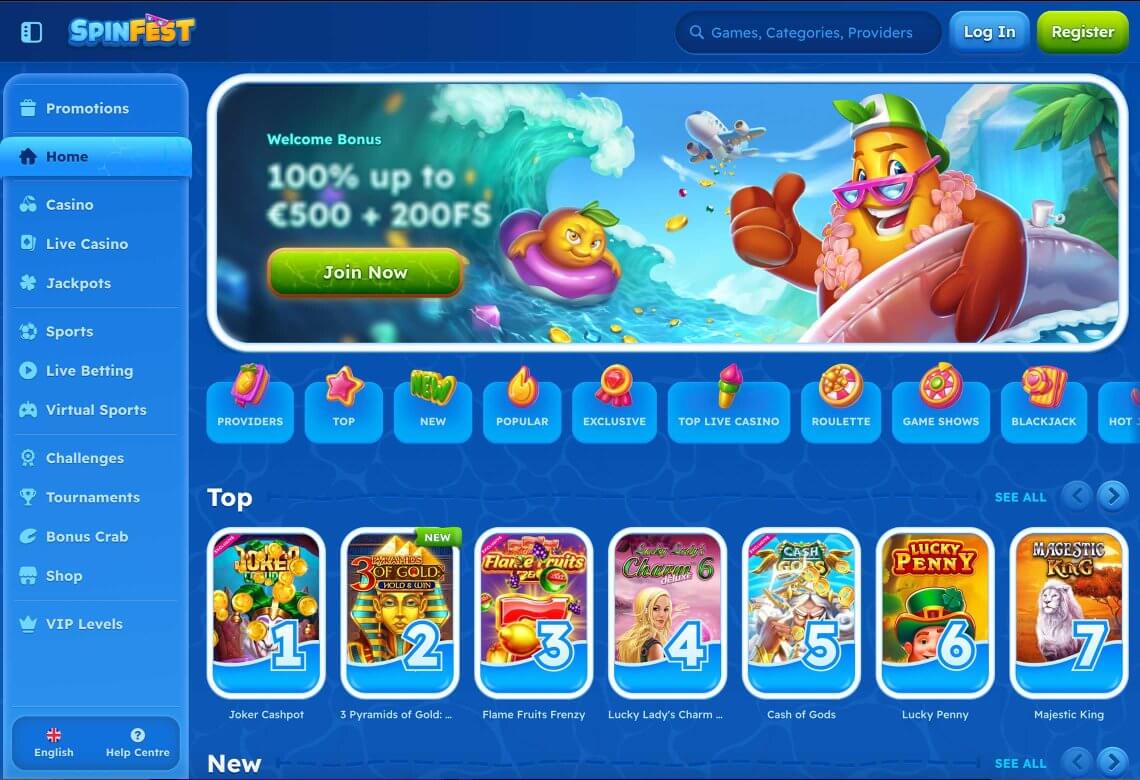 Spinfest-Casino-Homepage-Desktope-Device-View