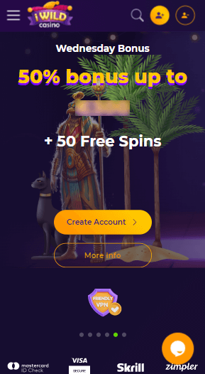 iwild casino mobile screenshot taken on 5/28/2023