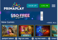 primaplay homepage mobile view 